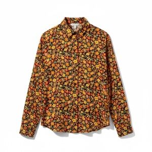 Twik Par Simons Floral Pattern Liquid Rayon L/S Blouse Shirt Top Womens Medium